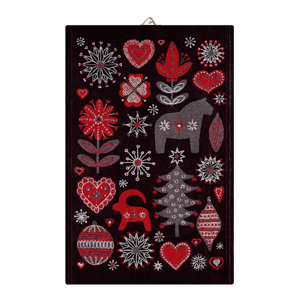 Julnatt kitchen towel - black - Ekelund Linneväveri