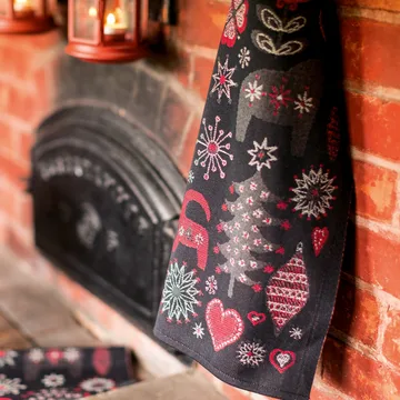 Julnatt kitchen towel - black - Ekelund Linneväveri