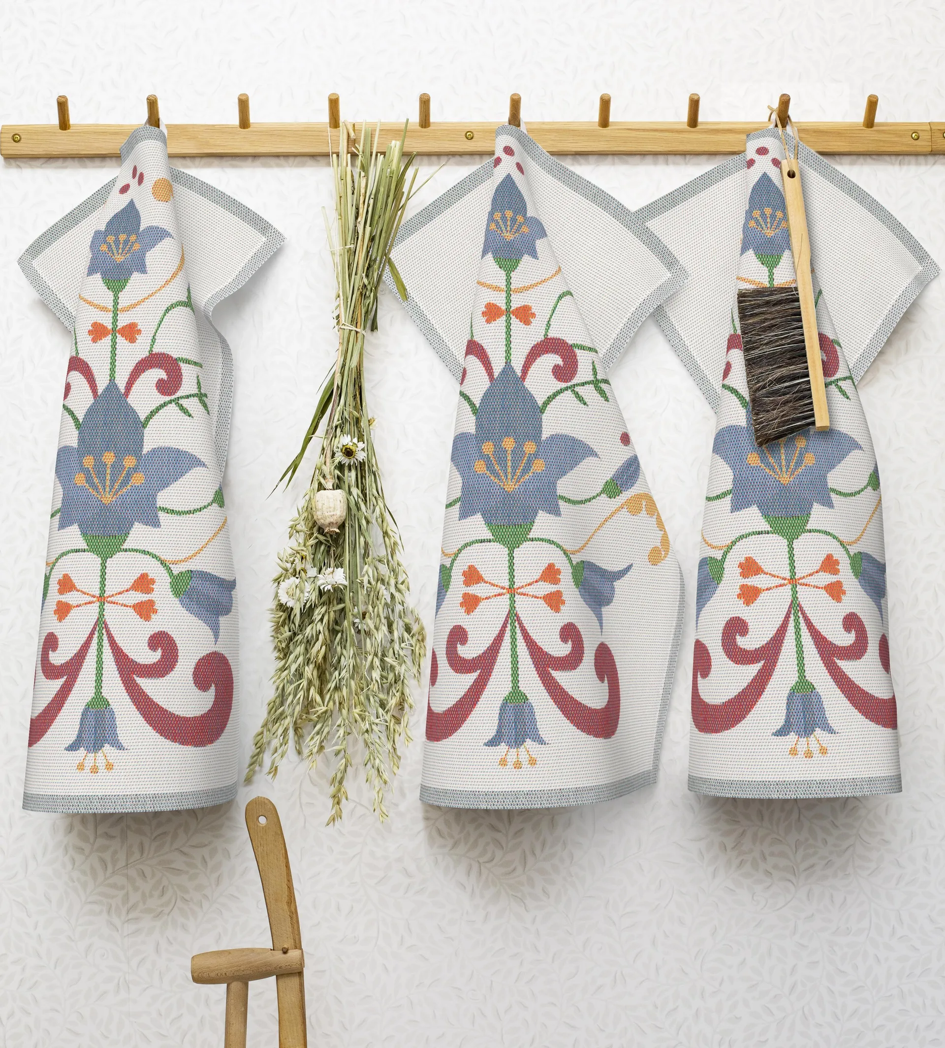 Lindas blåklocka kitchen towel 40x60 cm, Blue-grey Ekelund Linneväveri