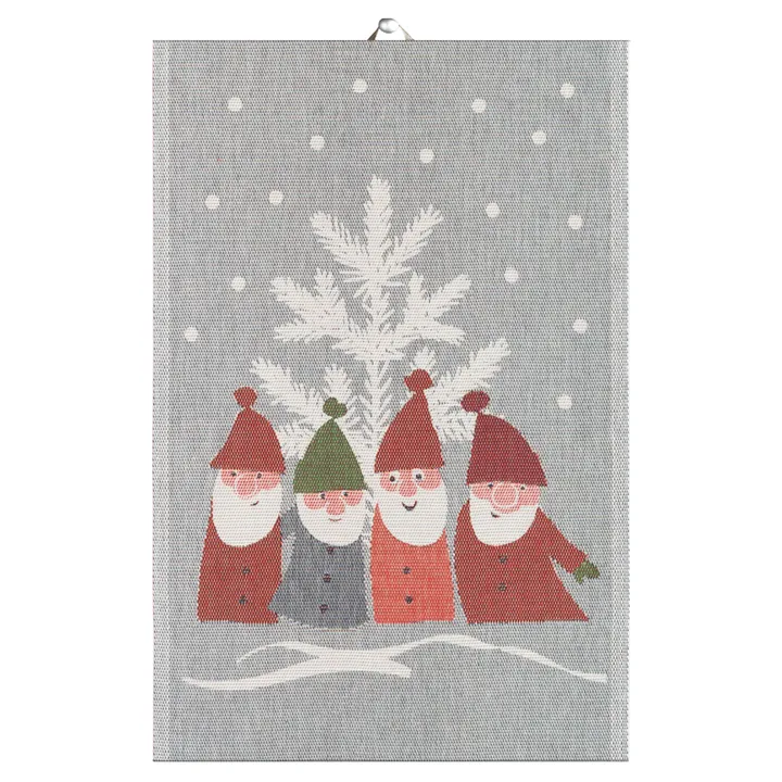 Tomtemöte kitchen towel 40x60 cm - Grey-white - Ekelund Linneväveri
