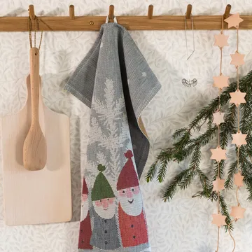 Tomtemöte kitchen towel 40x60 cm - Grey-white - Ekelund Linneväveri