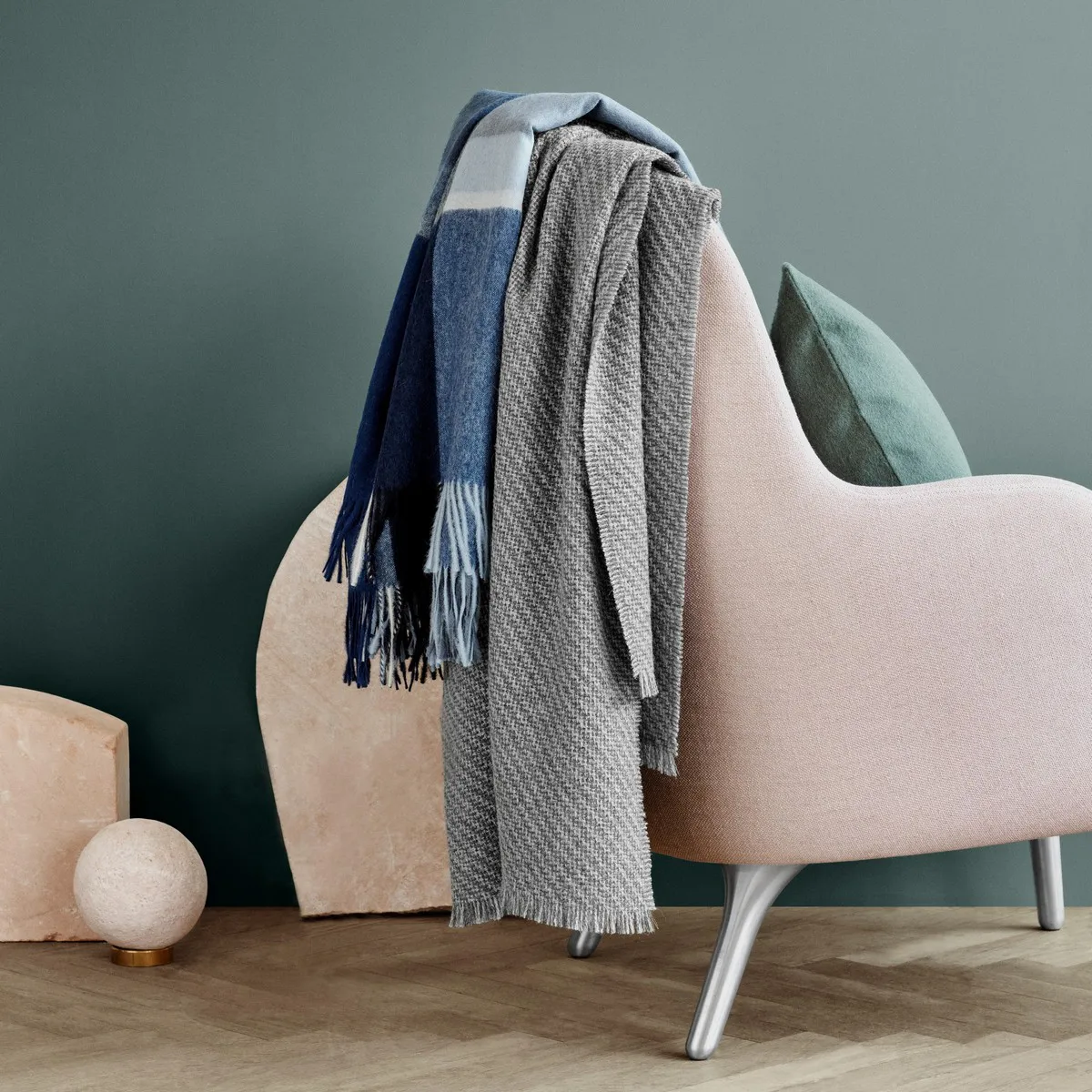 Manhattan throw, steel blue-dusty ocean Elvang Denmark