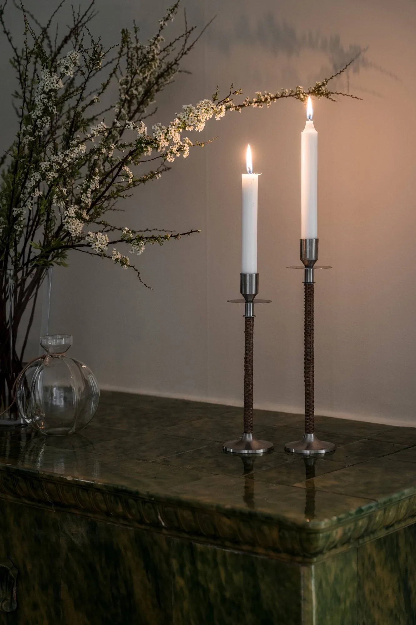 Ernst braided candleholder, Brushed steel, Ø8x25 cm ERNST