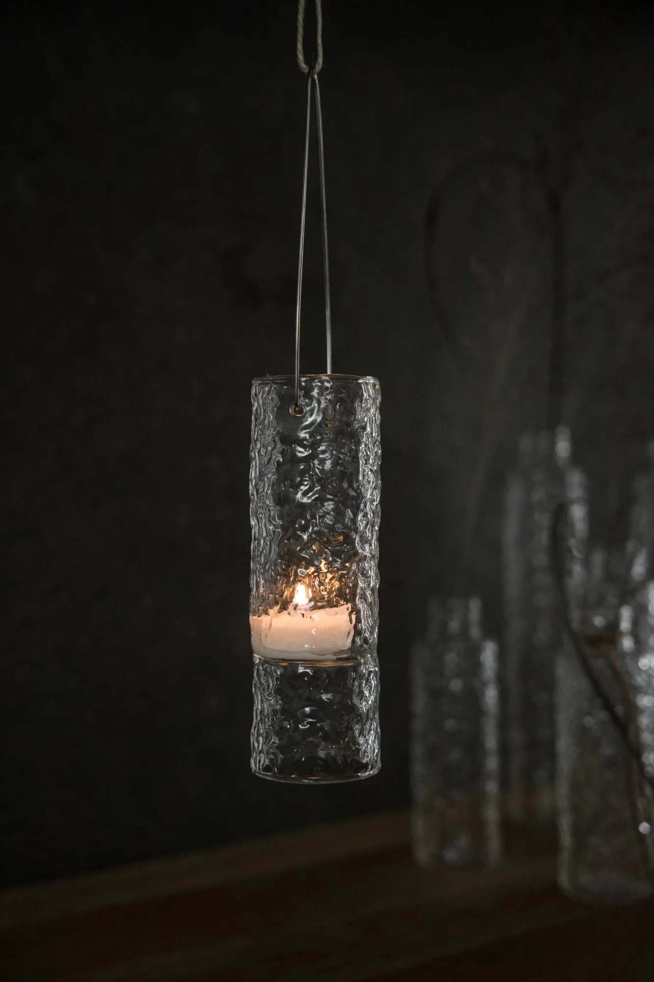 Ernst hanging lantern textured finish, Ø5.5x15 cm ERNST