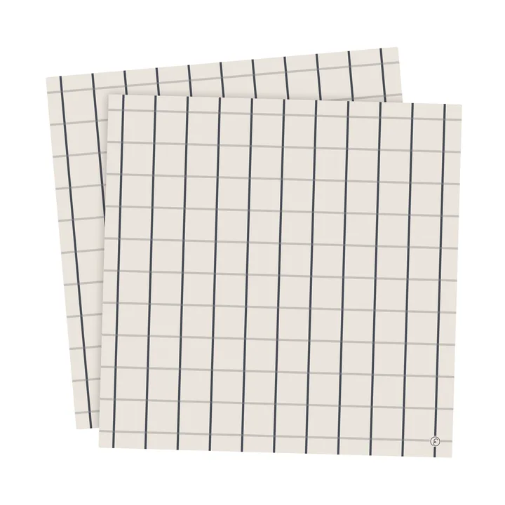 Ernst napkin large checkered 33x33 cm 20-pack - Beige-blue - ERNST