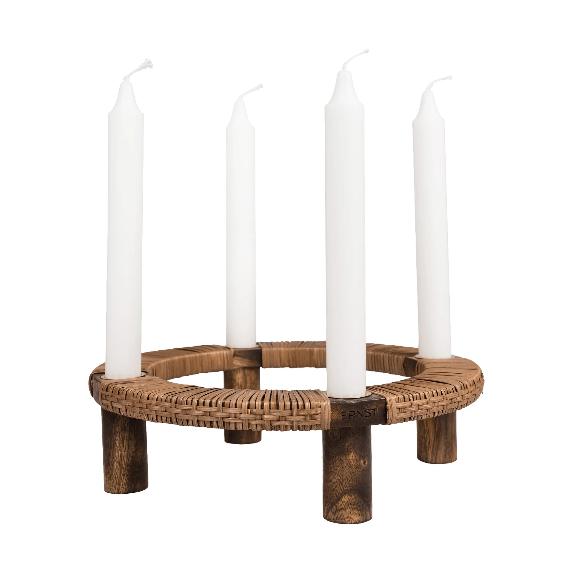 Ernst round candle holder, 4 candles, Dark wood ERNST