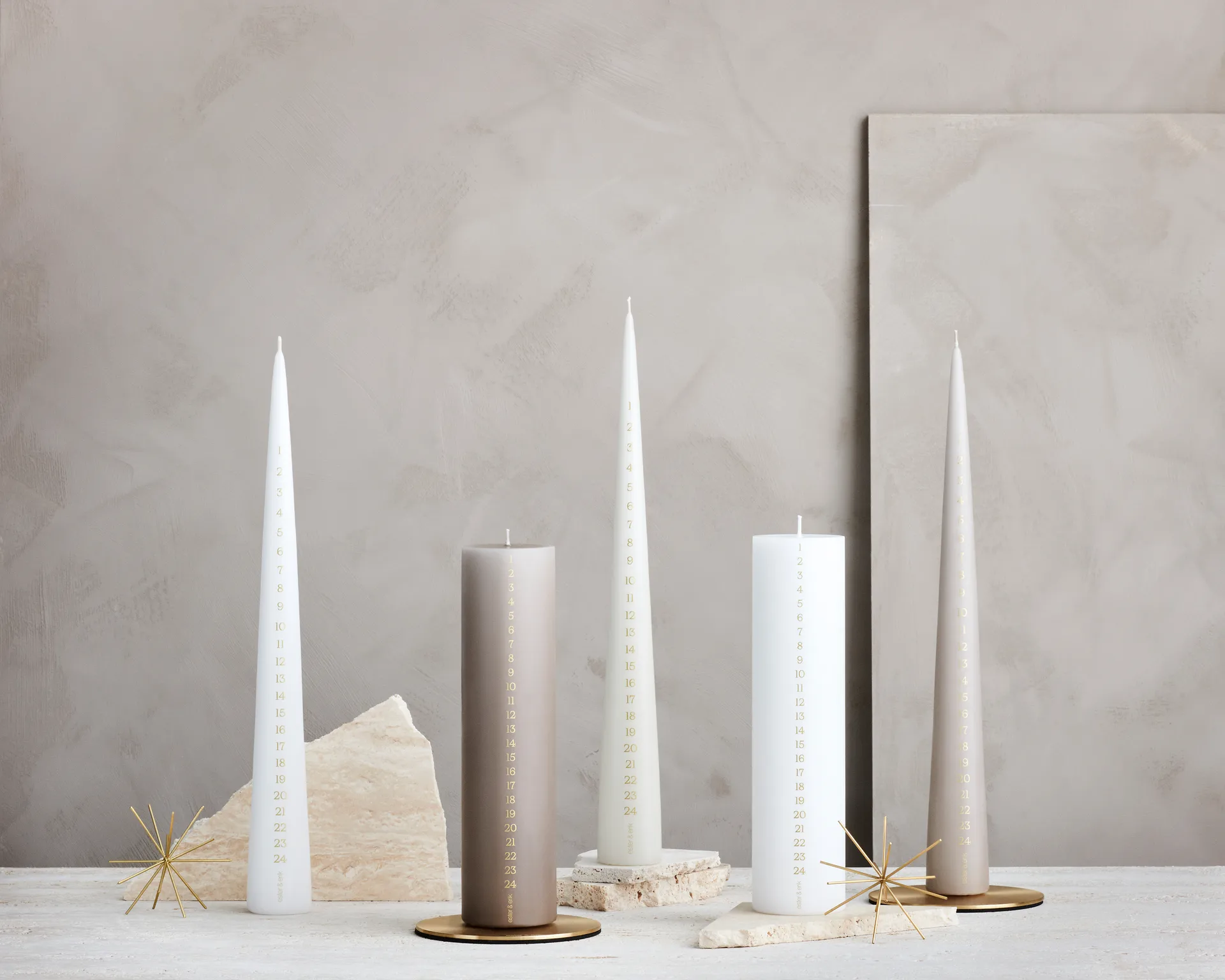 ester & erik advent candle 37 cm, 22 linen Grey ester & erik