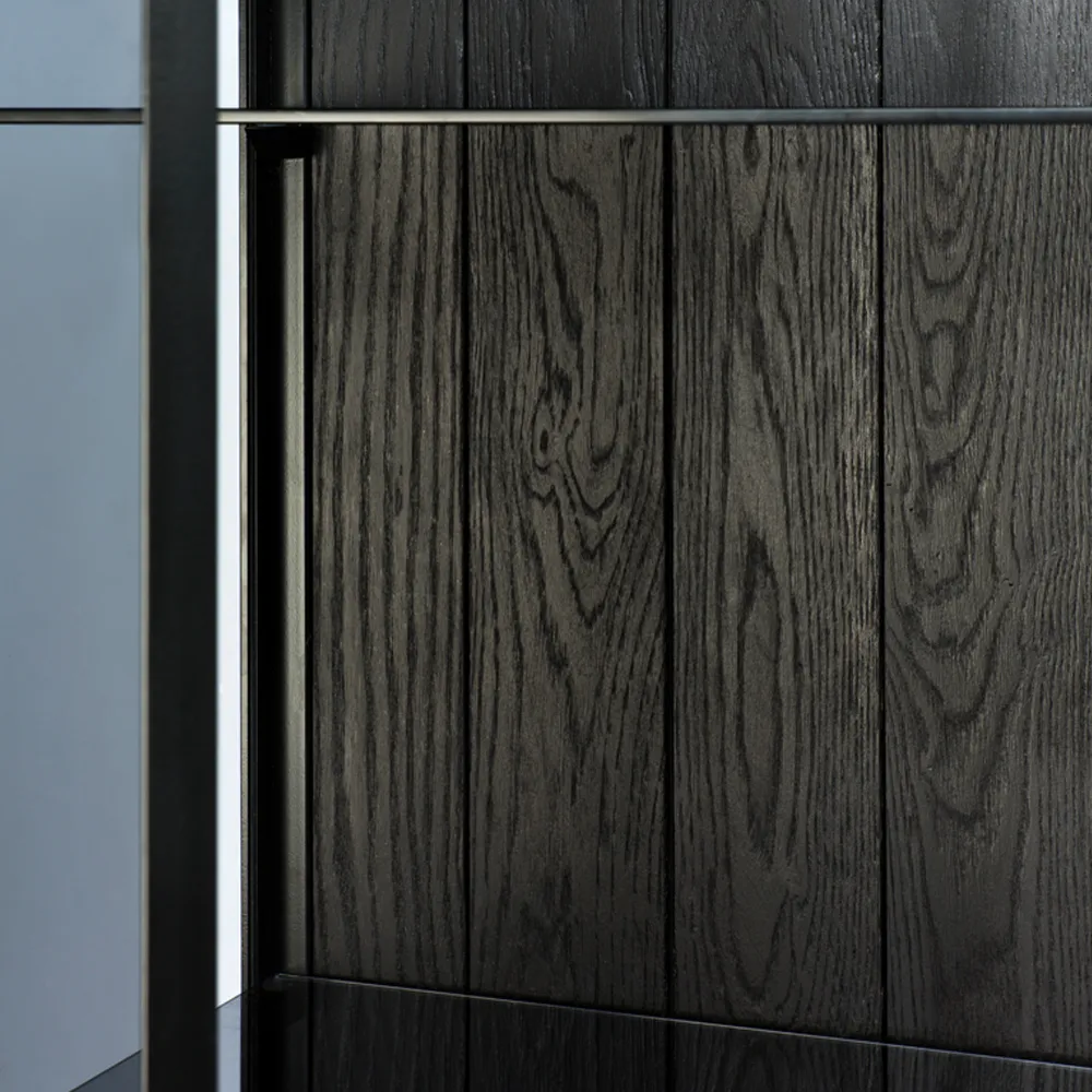 Anders sideboard, Black 2 glass doors metal Ethnicraft