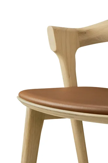 Beech bar stool - Lacquered oak–leather Cognac, 65 cm - Ethnicraft