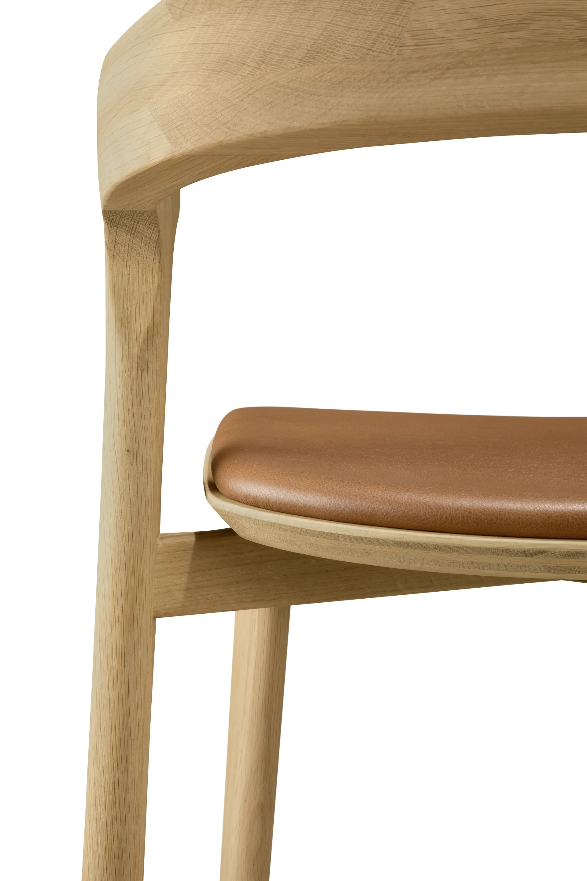 Beech bar stool, Lacquered oak–leather Cognac, 75 cm Ethnicraft