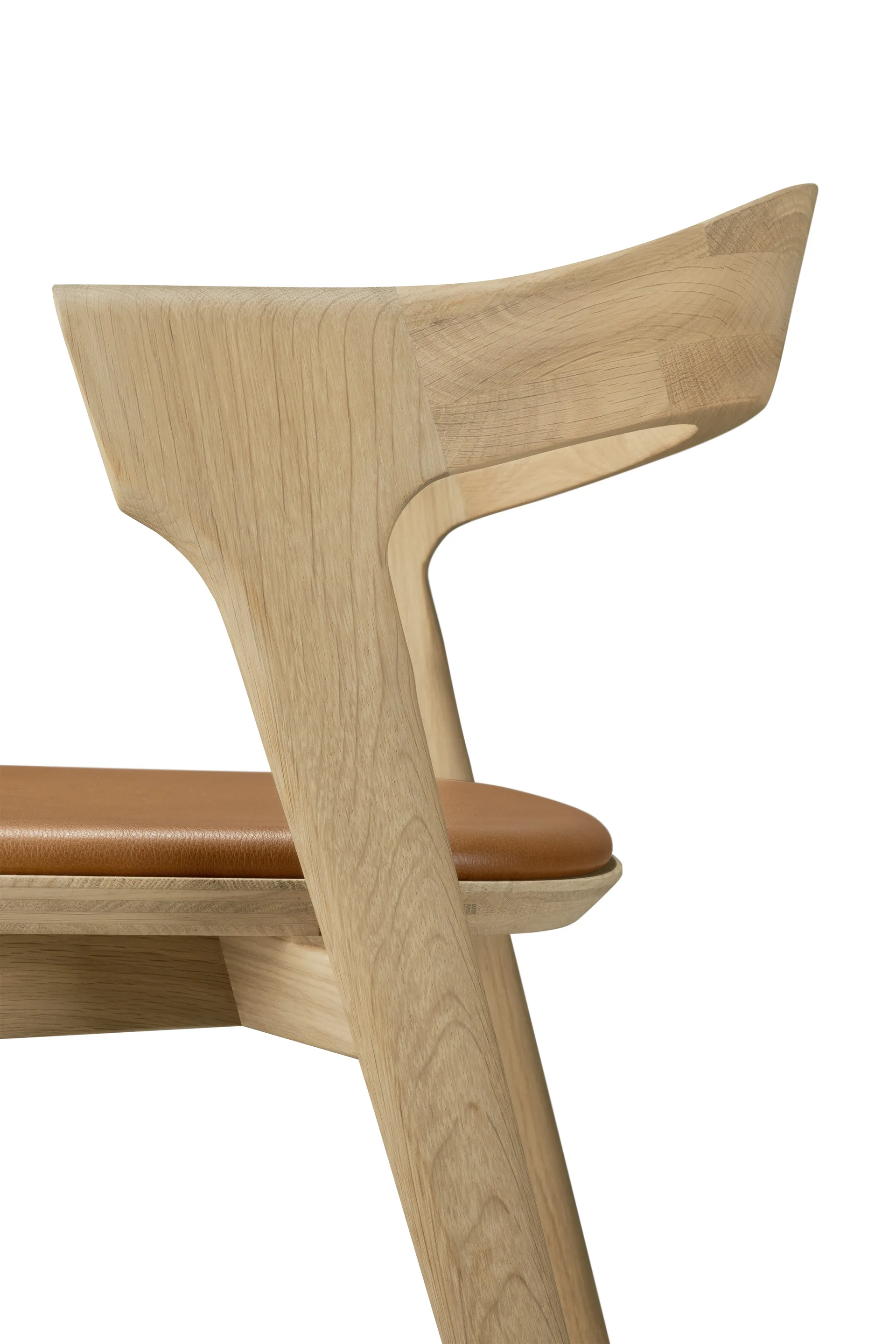 Beech bar stool, Lacquered oak–leather Cognac, 75 cm Ethnicraft