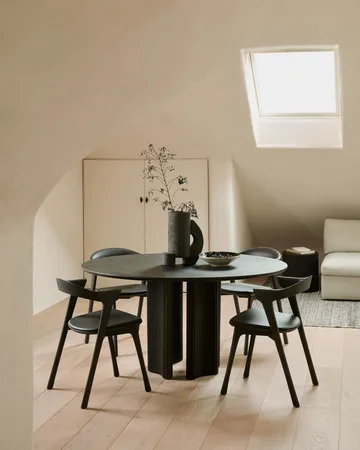 Bok chair with leather seat - Brown-stained oak-brown leather - Ethnicraft