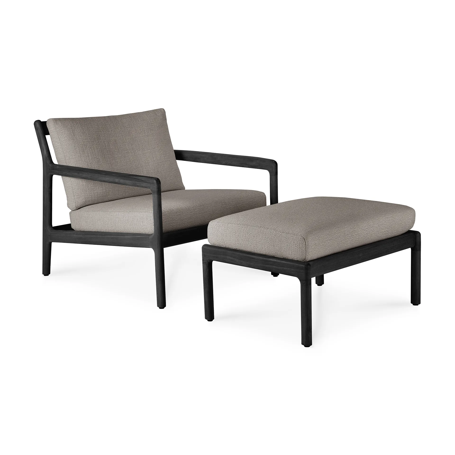 Jack outdoor footstool black stained teak, Mocha Ethnicraft