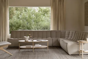 N701 modular corner sofa with rounded corner, fabric Ecru Beige, 301x171 cm - Ethnicraft