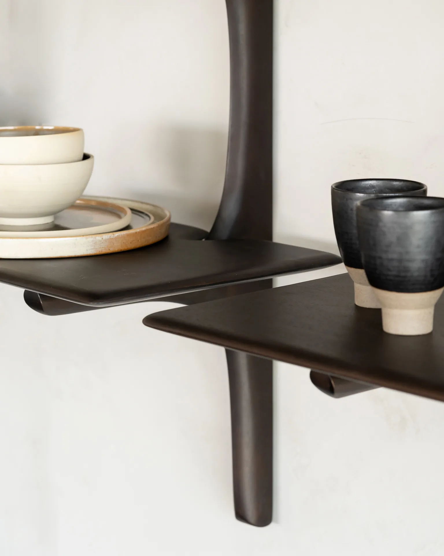 PI wall shelf, Lacquered mahogany-3 shelves-dark brown Ethnicraft