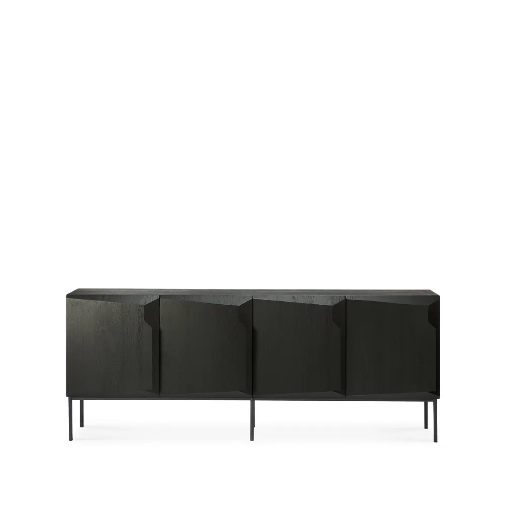 Stairs sideboard 4 doors, Black-stained oak 200x80x46 cm Ethnicraft