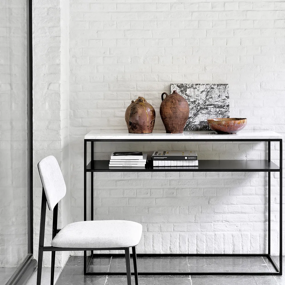 Stone console table, White Carrara marble 120 cm Ethnicraft
