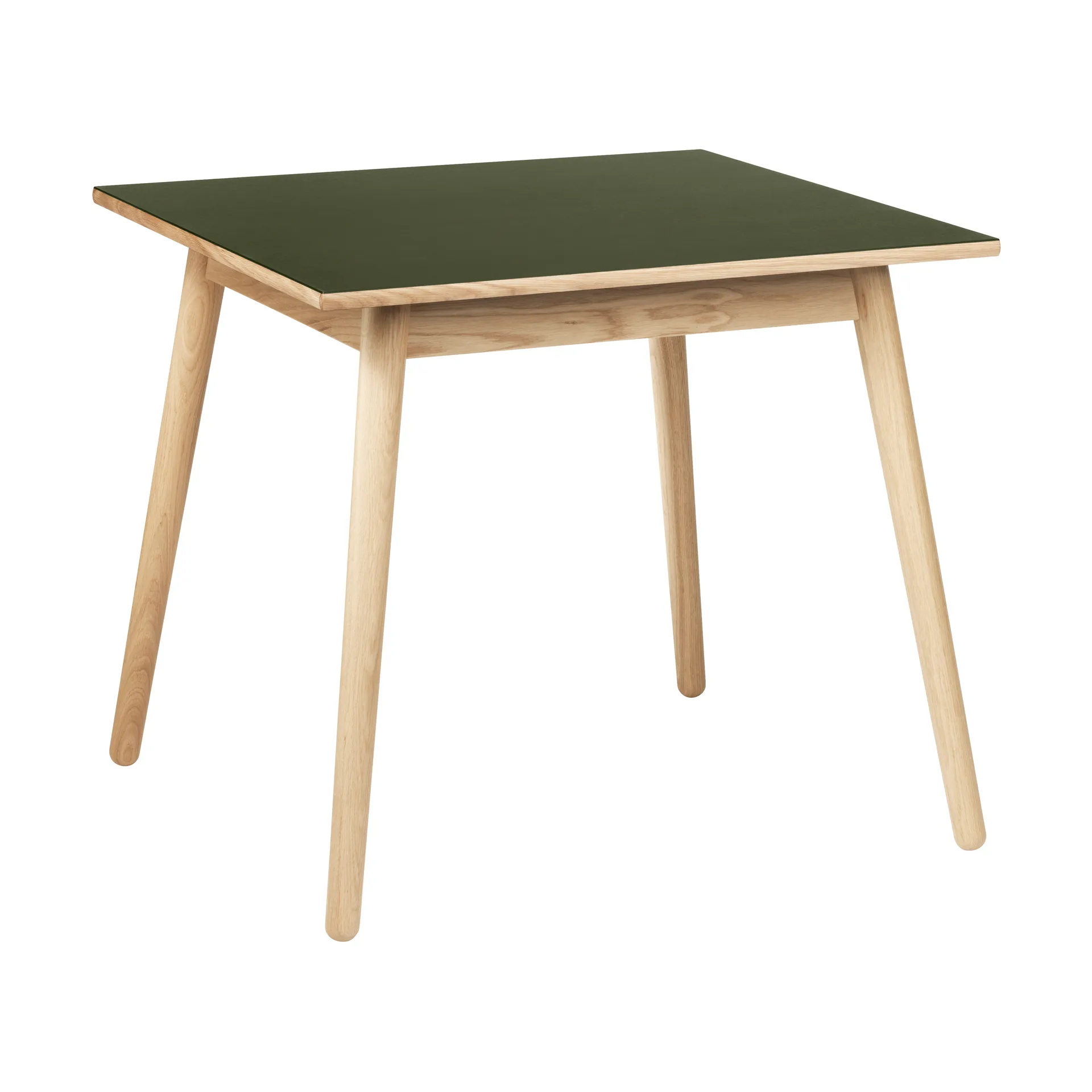 C35A dining table 82x82 cm, Olive linoleum-oak nature waterbased laquer FDB Møbler