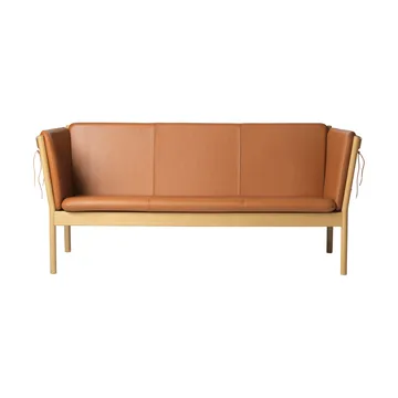 J149 sofa - Leather cognac-lacquered oak, 3-seater - FDB Møbler