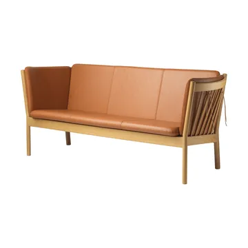 J149 sofa - Leather cognac-lacquered oak, 3-seater - FDB Møbler