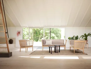 J149 sofa - Leather cognac-lacquered oak, 3-seater - FDB Møbler