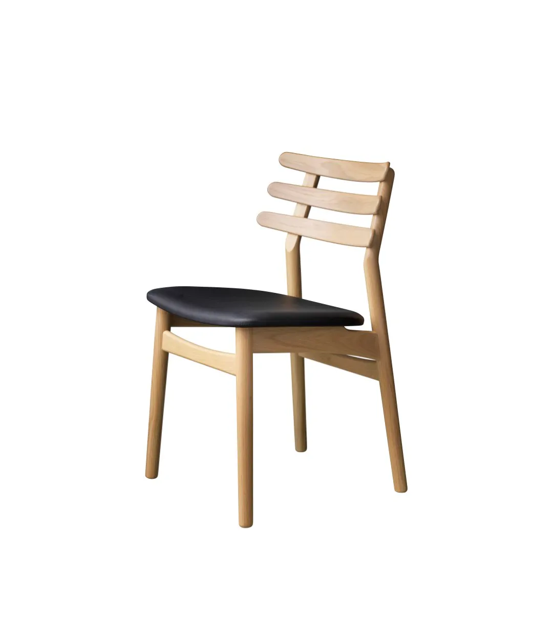 J48 chair, Oak nature lacquered-black leather FDB Møbler