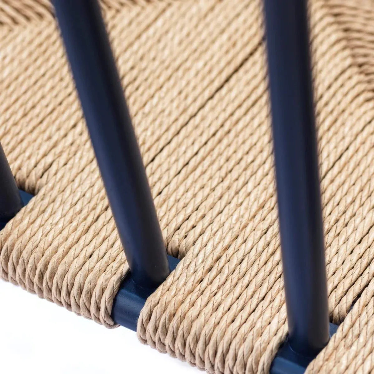 J81 chair with arms, Steel blue beech-paper cord FDB Møbler