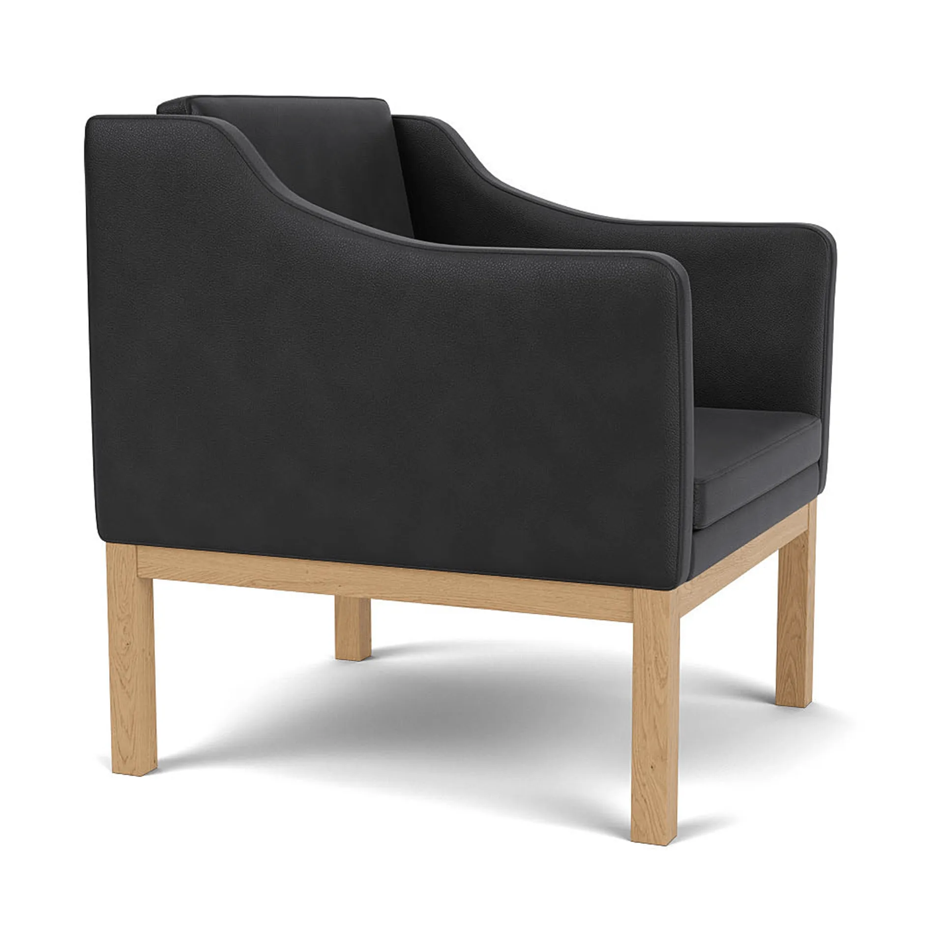 L46 MK155 armchair, Lacquered oak-leather black FDB Møbler