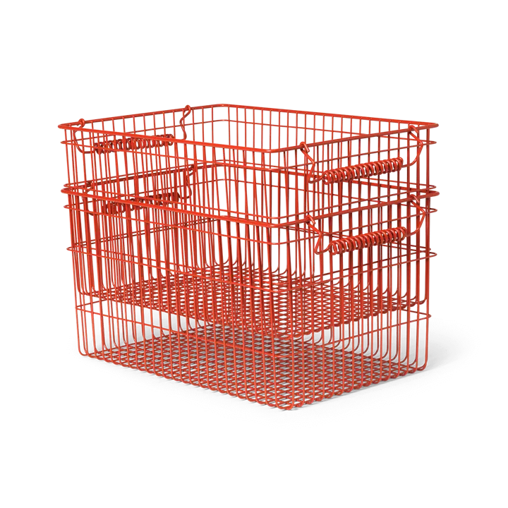 Cala stackable basket 2-pack - Poppy red, 36,2x26,2x20,2 cm - Ferm Living