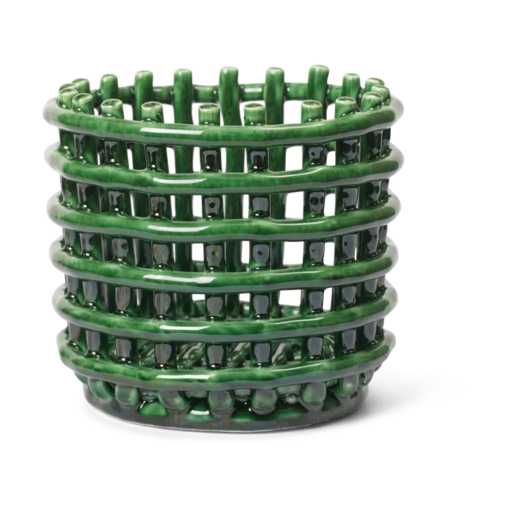Ceramic braided basket Ø16 cm - Emerald Green - Ferm Living
