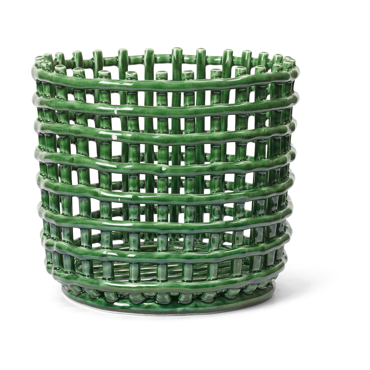 Ceramic braided basket Ø23.5 cm, Emerald Green Ferm Living