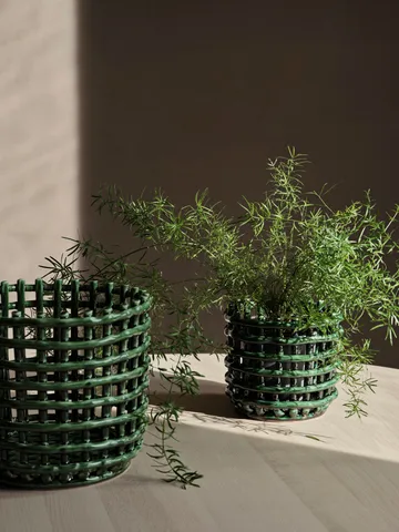 Ceramic braided basket Ø23.5 cm - Emerald Green - Ferm Living