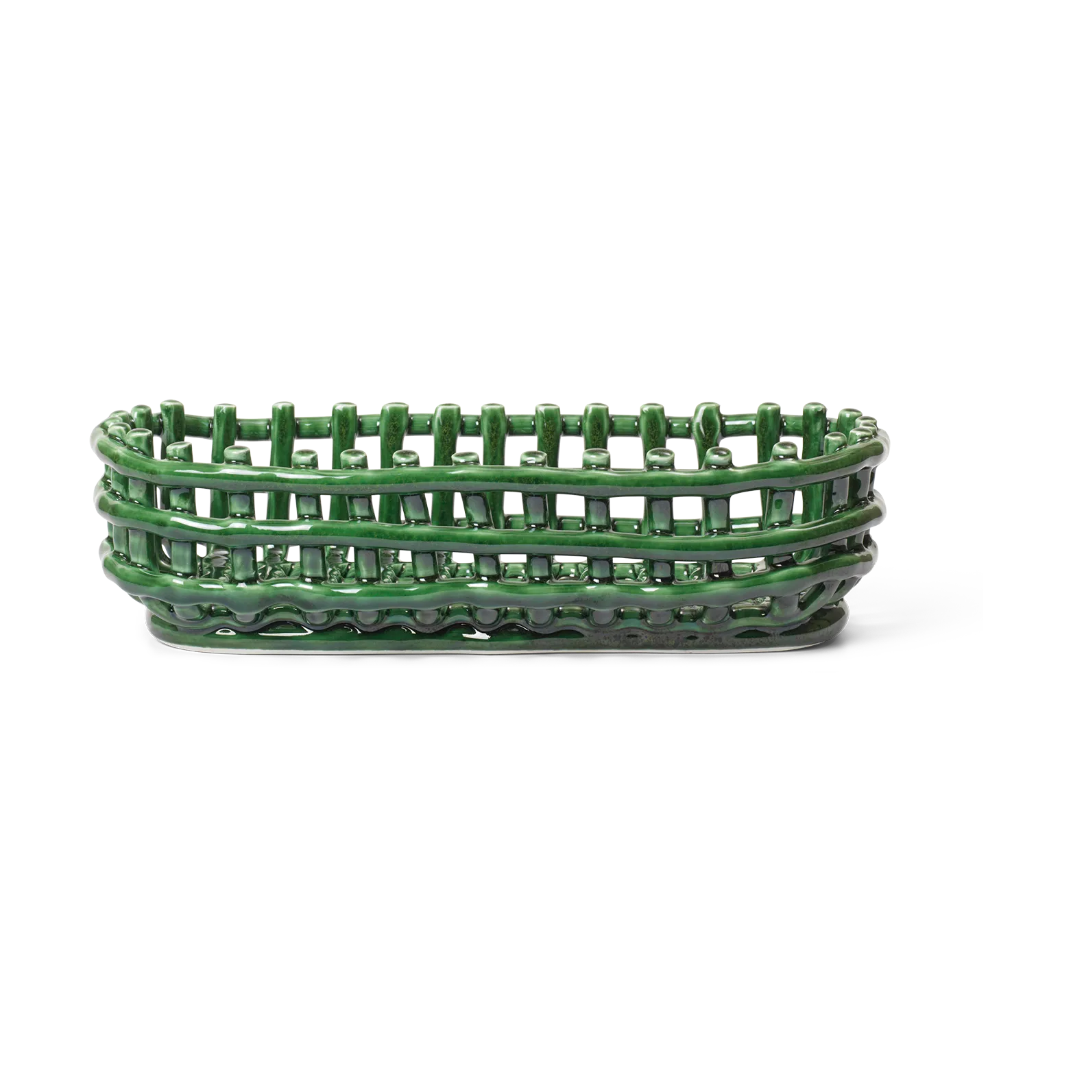 Ceramic plated basket oval 15x30 cm, Emerald Green Ferm Living