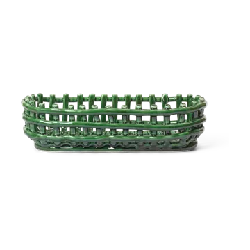 Ceramic plated basket oval 15x30 cm - Emerald Green - Ferm Living