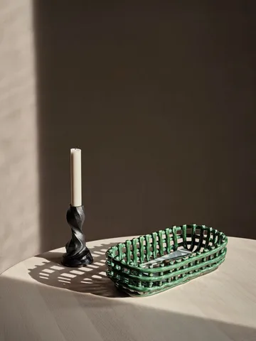 Ceramic plated basket oval 15x30 cm - Emerald Green - Ferm Living