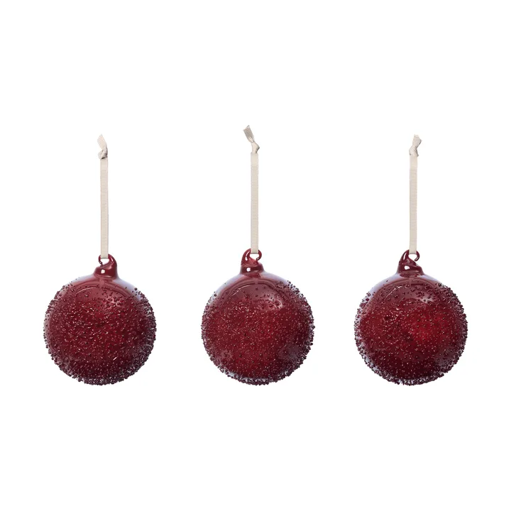 Flurry Christmas baubles 3-pack - M, Picante Red - Ferm Living