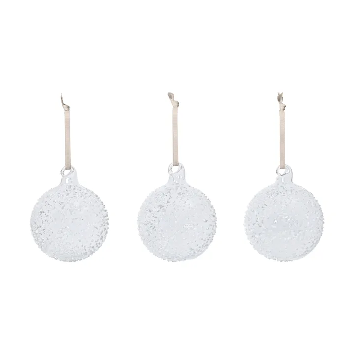 Flurry Christmas baubles 3-pack - M, White - Ferm Living