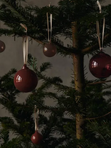 Glass bauble Christmas ornaments L Ø10 cm 3 pieces - Roseate Translucent - Ferm Living