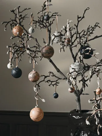 Marble decorative baubles mixed 4-pack - Large - Ferm Living