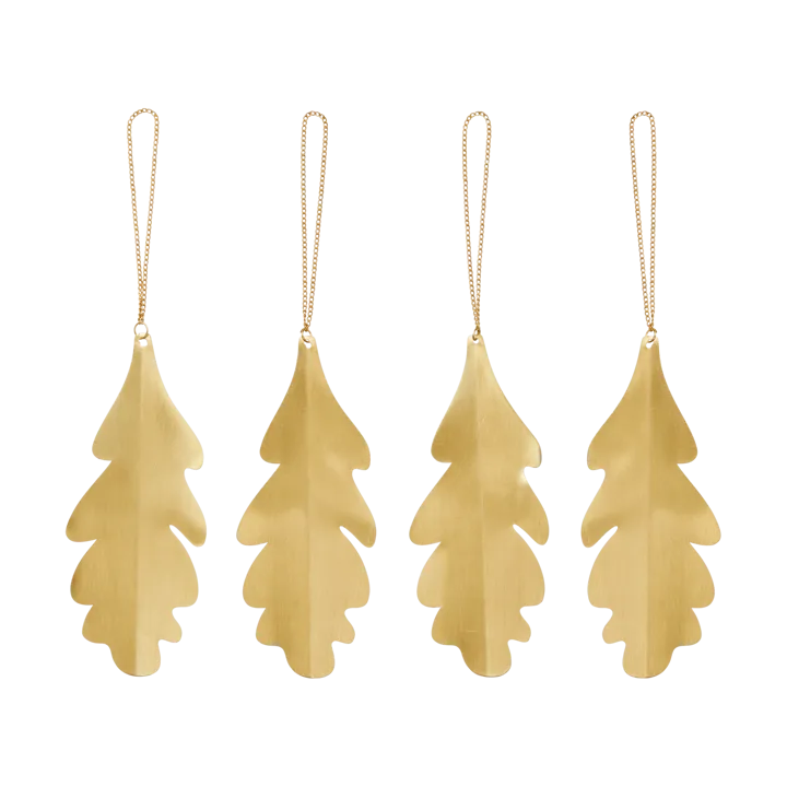 Oak leaf decorative hanging 13.5 cm 4 pack - Brass - Ferm Living