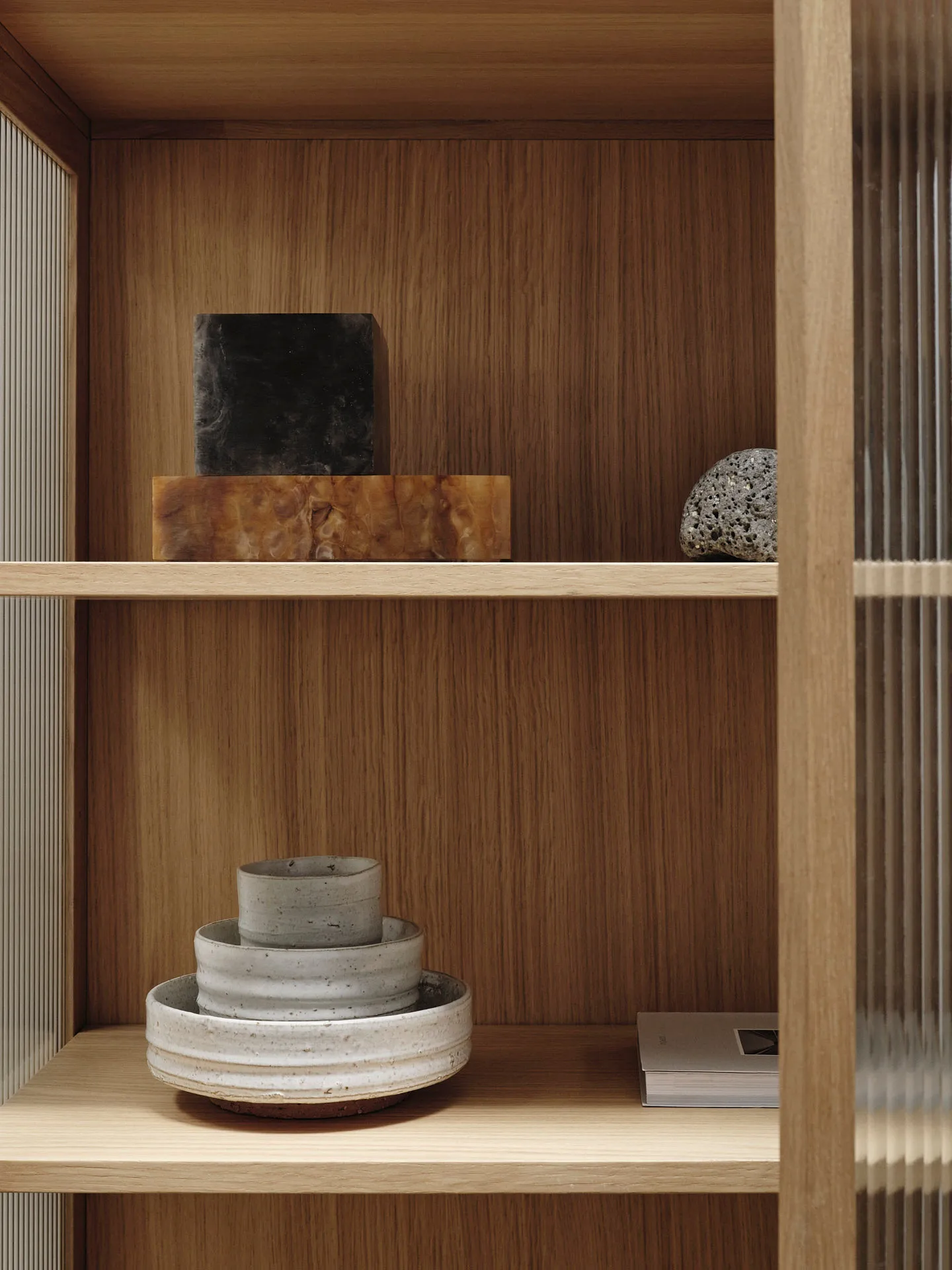 Reed display cabinet 70x155 cm, Natural oak Ferm Living