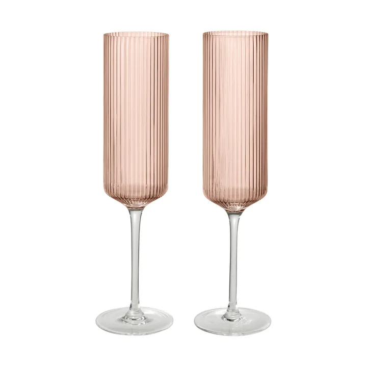 Ripple Champagne flutes champagne glasses 15 cl 2-pack - Blush - Ferm Living