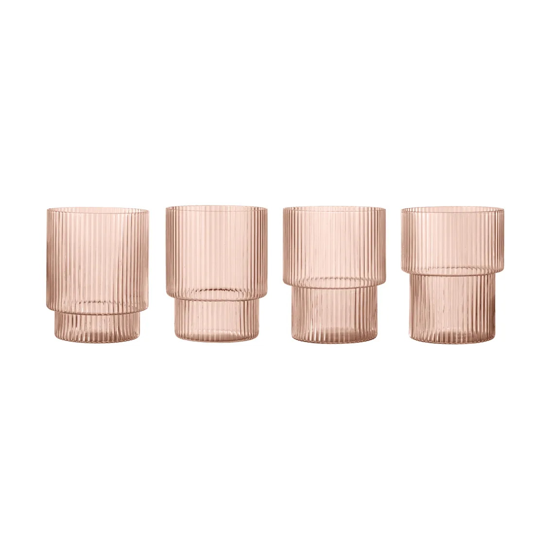 Ripple glass 4-pack, Blush Ferm Living