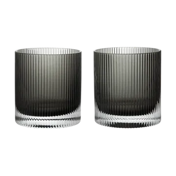 Ripple tumbler glass 25 cl 2-pack - Smoked Grey - Ferm Living