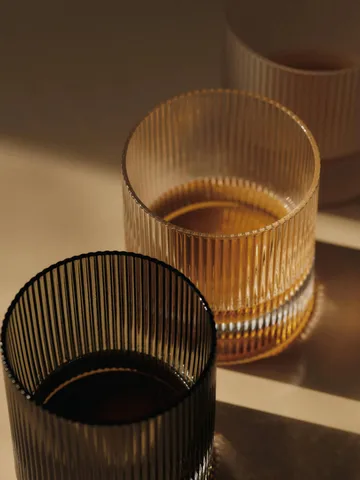 Ripple tumbler glass 25 cl 2-pack - Smoked Grey - Ferm Living