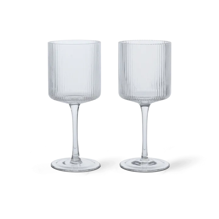 Ripple white wine glass 26 cl 2-pack - Clear - Ferm Living
