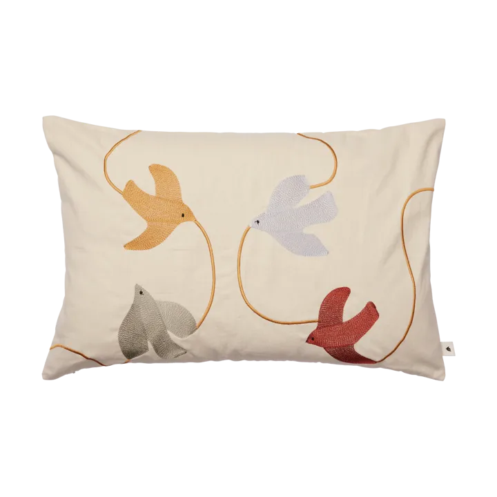 Swif bird embroidered cushion cover 40x60 cm - Multi - Ferm Living