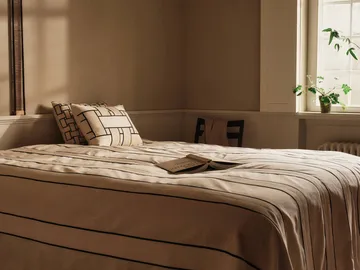 Twill bedspread - Off-white-black, 230x260 cm - Ferm Living