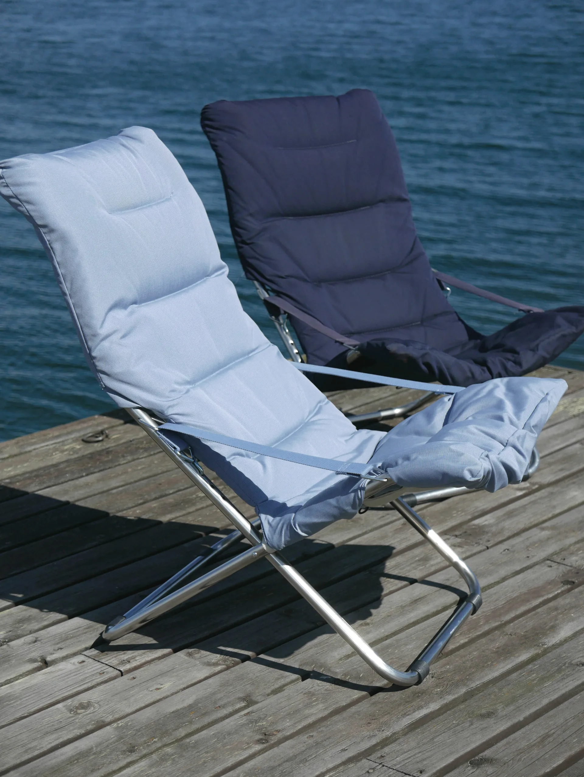 Fiesta Soft sun lounger, Light blue-beige supertex Fiam