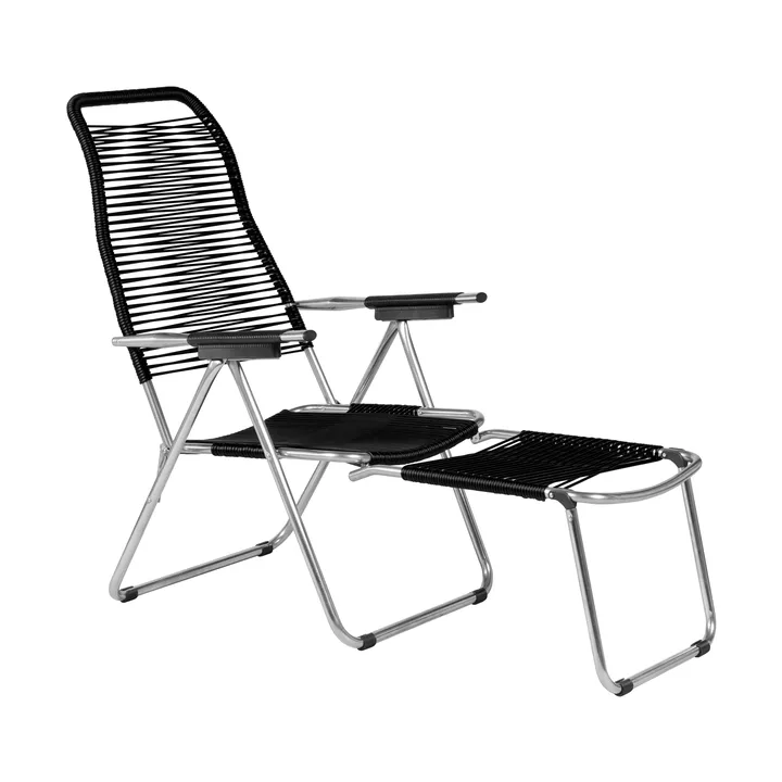 Spaghetti sun lounger with footrest - Black - Fiam